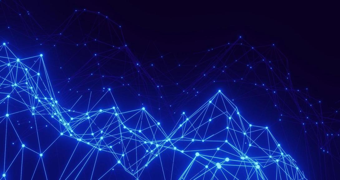 Abstraktes digitales Netzwerk aus Linien und Punkten